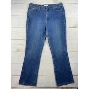 Lee Jeans Womens Size 16 Long Relaxed Bootcut High Rise Stretch Denim Distressed